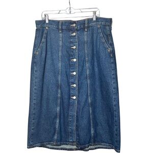 Old Navy High-Waisted Denim Jean Midi Skirt Button-Front in Medium Blue Wash